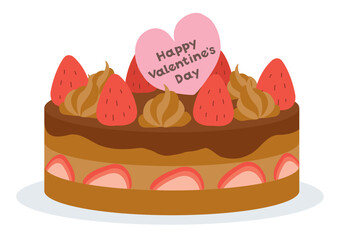 バレンタインデーのチョコレートケーキのイラスト_ホールケーキ
