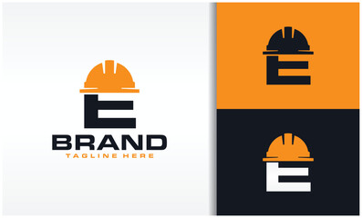 initials E cap construction logo
