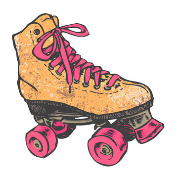 Retro Roller Skates, Vintage 1970s/1980s Sneaker Roller Skates, png