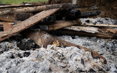 Fototapeta na wymiar firewood on fire