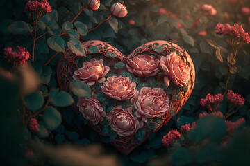 A beautiful blooming heart in nature