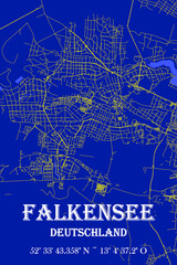 Nachtblaue moderne ästhetische Falkensee Stadtkarte