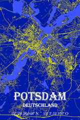 Nachtblaue moderne ästhetische Potsdam Stadtkarte