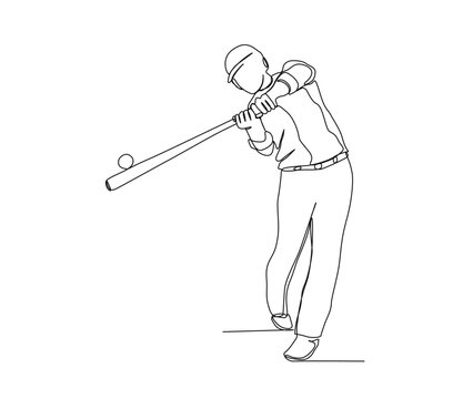 recommend clip art: Continuous one line drawing of baseball player. Simple Baseball Sport line art vector illustration.