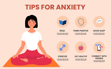 Tips for anxiety management infographic template
