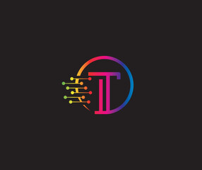 Creative Data Technology T Letter Modern Logo Design Company Concept