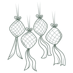 Hand drawn traditional ketupat vector