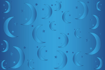 Abstract vector background with moon and stars in gradient colors	