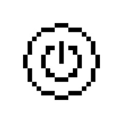 Black power button, pixel art icon. Vector illustration.