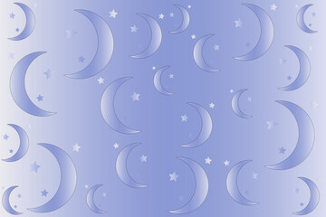 Abstract vector background with moon and stars in gradient colors	