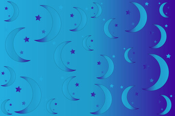 Fototapeta na wymiar Abstract vector background with moon and stars in gradient colors 