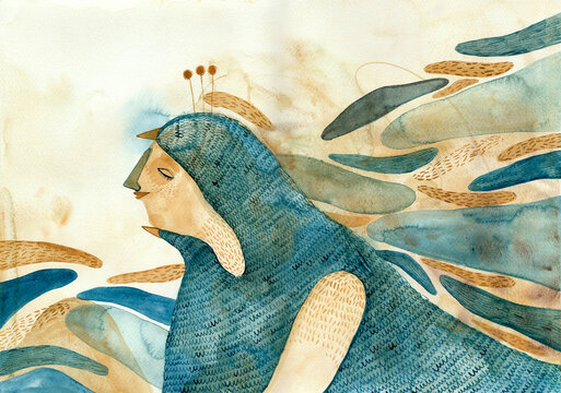 A woman who is disguised as a bird