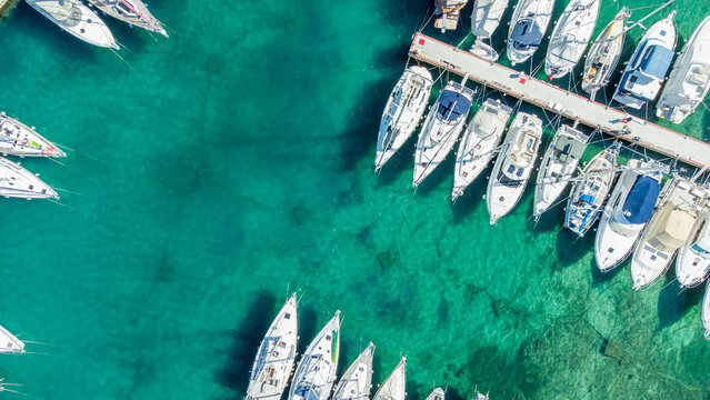 Yachts in Preko Marina on island Ugljan, Croatia