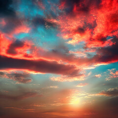 Fototapeta premium sunset sky with clouds,Generative IA