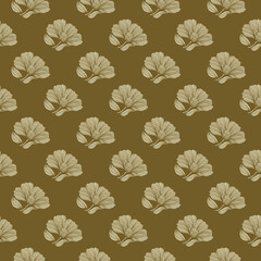 Abstract flower line seamless pattern. Delicate floral vintage outline endless background. Retro style.