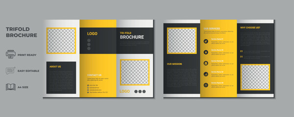 trifold brochure proposal Leaflet Flyer annual report magazine cover page three fold layout booklet company profile portfolio vector template and advertise presentation design