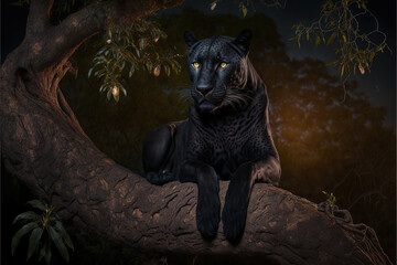 Wildlife, panther on the branch