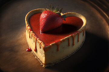 Heart shaped cake with strawberries