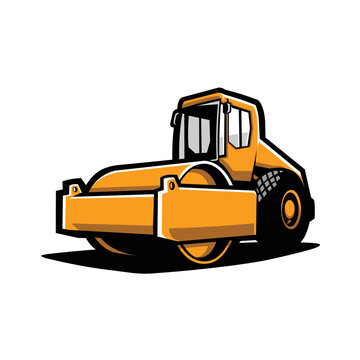recommend clip art: Road roller construction vector art isolated