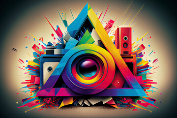 Abstract colorful triangle geometrical photography logo