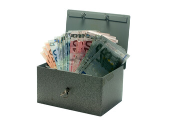strongbox with euro money