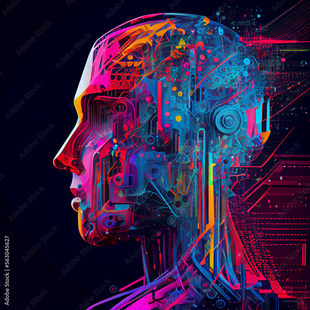 Aufkleber abstract colorful illustration of ai in crypto and blockchain. generative ai