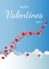 Valentines Day gift card.Valentines Day social media banner.Vector wallpaper, flyer, invitation, website banners, online shopping,posters, brochure.3D paper hearts in the sky
