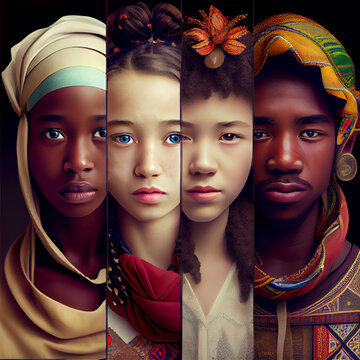 Diversity, Race, People of Earth, Illustration Generative Ai  High Resolution