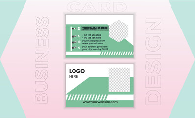 
Creative and clean corporate business card template with blue-green and white
