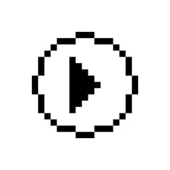 Black play Icon, pixel art design.