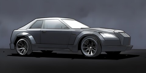 a car with a gray background . AI