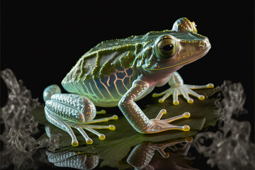 Obraz premium a glass frog on a dark background