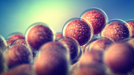 Embryonic stem cells. Repairing damaged cells by reducing inflammation and modulating the immune system. Stem cell therapy concept