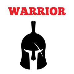 helmet of the spartan warrior symbol, emblem. Spartan helmet logo, vector illustration of spartan shield and helmet, spartan greek gladiator helmets armor. vector icon