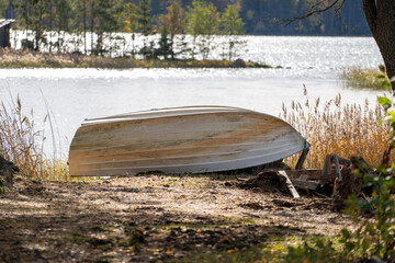 Boat lying on land