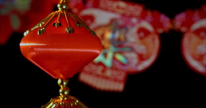 Chinese Laterns and Decoration Against a Dark Background 