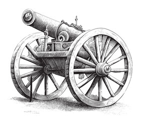 Retro military gun hand drawn engraving style sketch Vector illustration