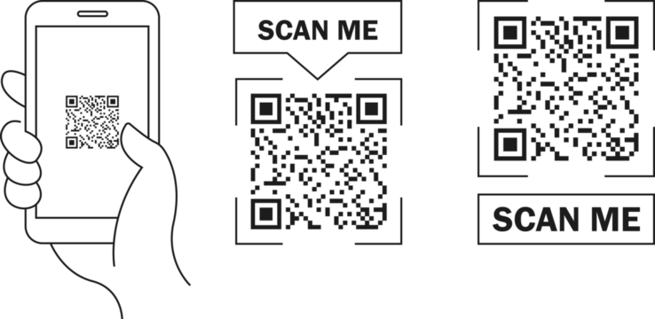 QR code. QR code for mobile app, payment and phone. Scan qr code icon
