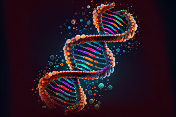 DNA molecule composition. Double helix of DNA. Human genome cell genetic - obrazy, fototapety, plakaty