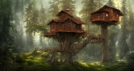 Treehouse built on top of a complex of trees _15