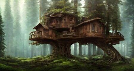 Treehouse built on top of a complex of trees _14
