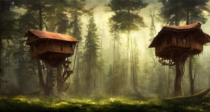 Treehouse built on top of a complex of trees _13