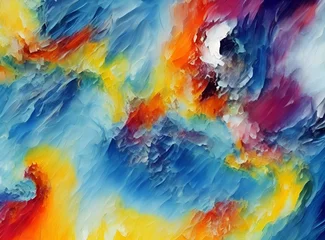 Foto auf Acrylglas Gemixte farben colorful illustration of planet earth, artist palette, multicolor texture, palette-style
