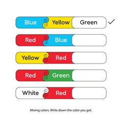 Color recognition activity for preschool children. Vector design.