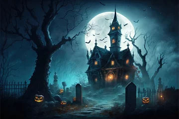 Foto op Plexiglas Manoir d'halloween effrayant © Merilno