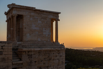 Temple of nike at sunset, Athens Greece