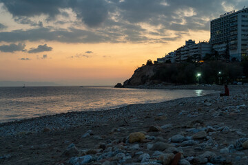 sunset at the beach in Pir&auml;us, Greece