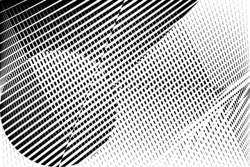 abstract halftone dots and lines background, geometric dynamic pattern, vector modern design black and white texture