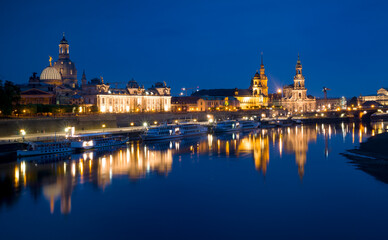 Dresden city night panorama, Germany.