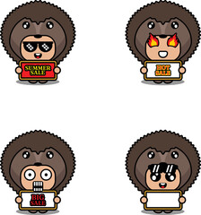 vector cute cartoon character hadgehog animal mascot costume set summer sale bundle collection